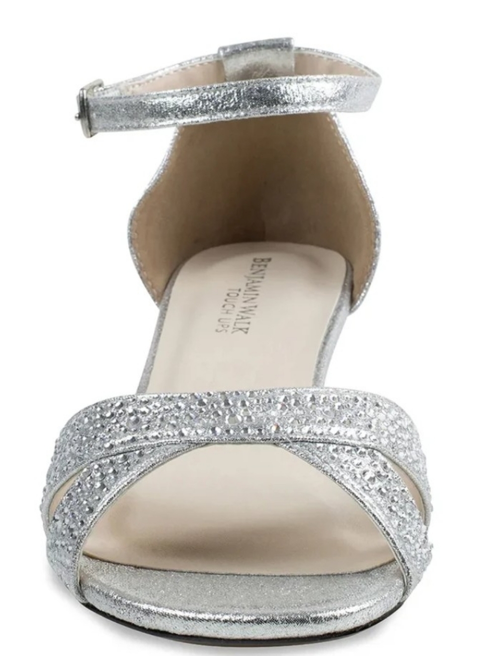 Benjamin Walk Silver Shimmer Low Wedge Sandals Size 7.5 - Picture 2 of 6